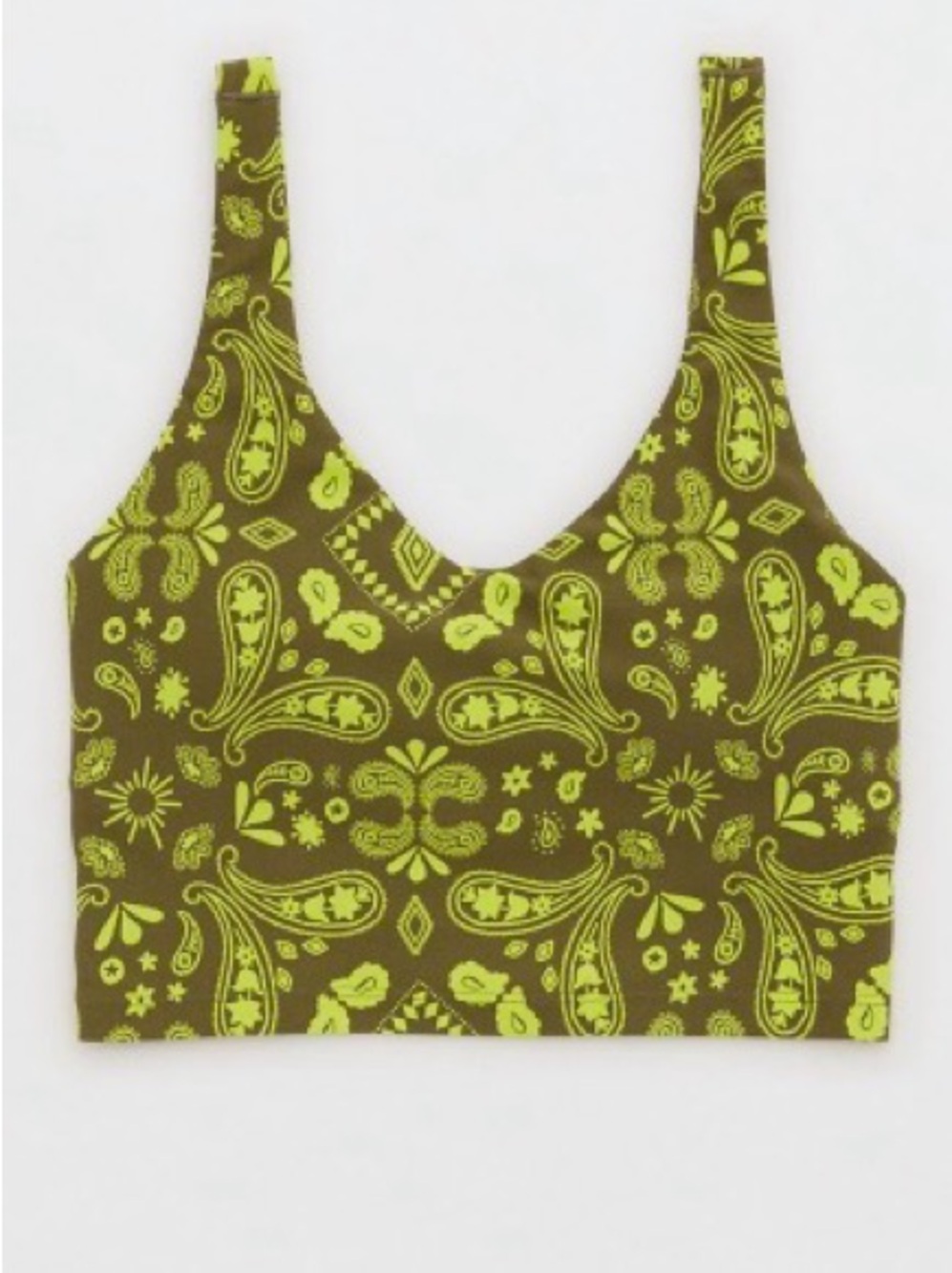 Lime Paisley Crop Tank Top - Women